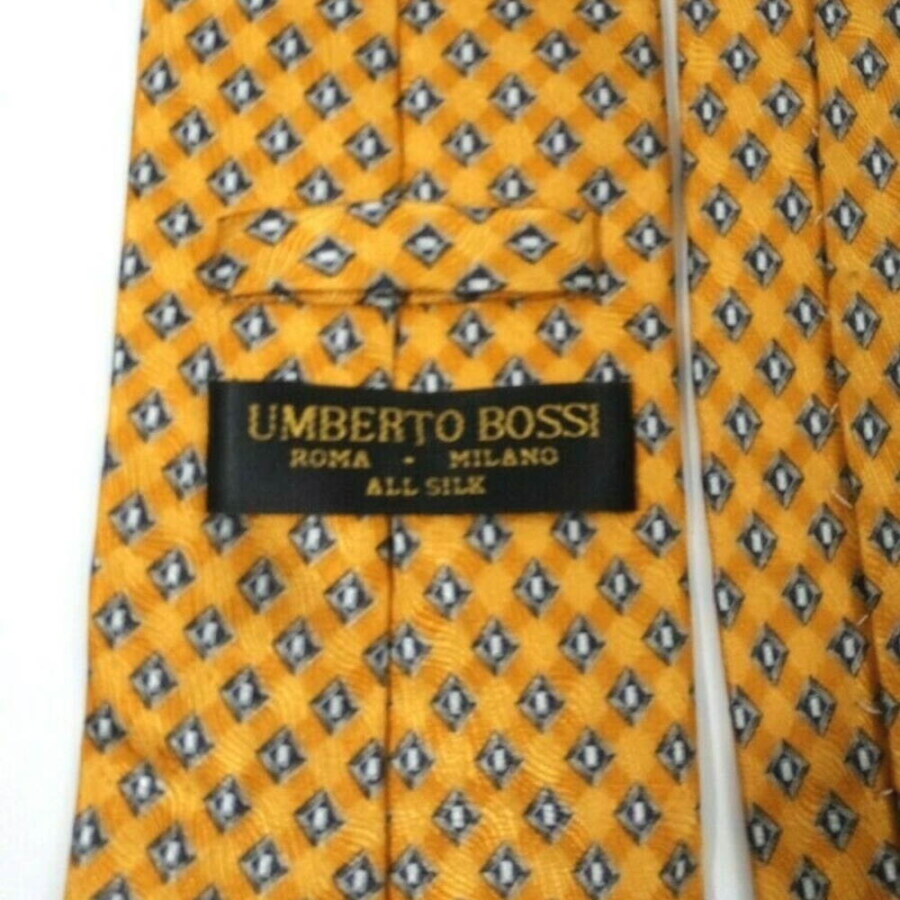 Umberto Bossi Roma All Silk Gold Black Diamond Tie - Picture 1 of 3